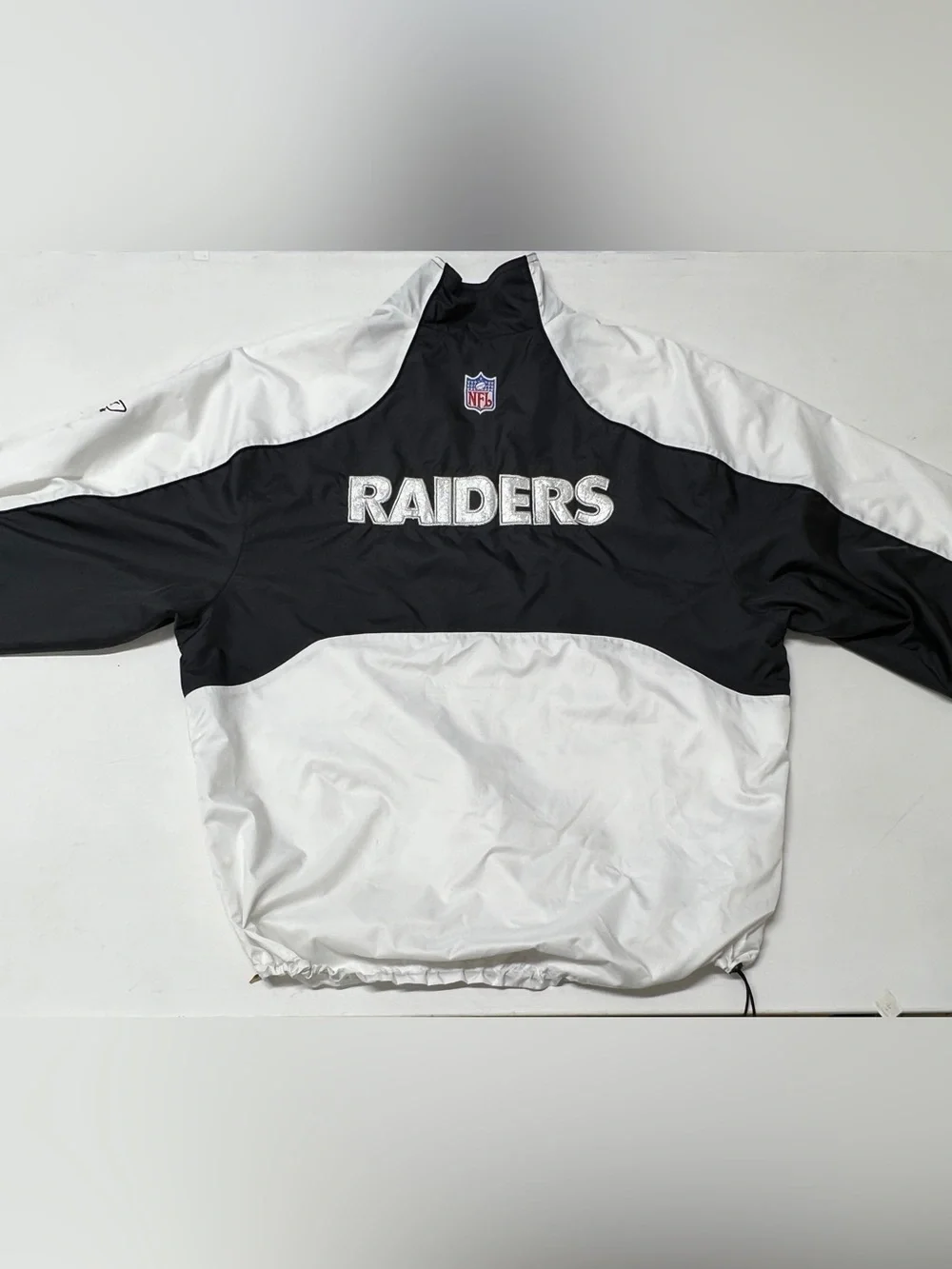 Reebok Oakland Raiders Pullover Windbreaker Jacket XL NFL Black White